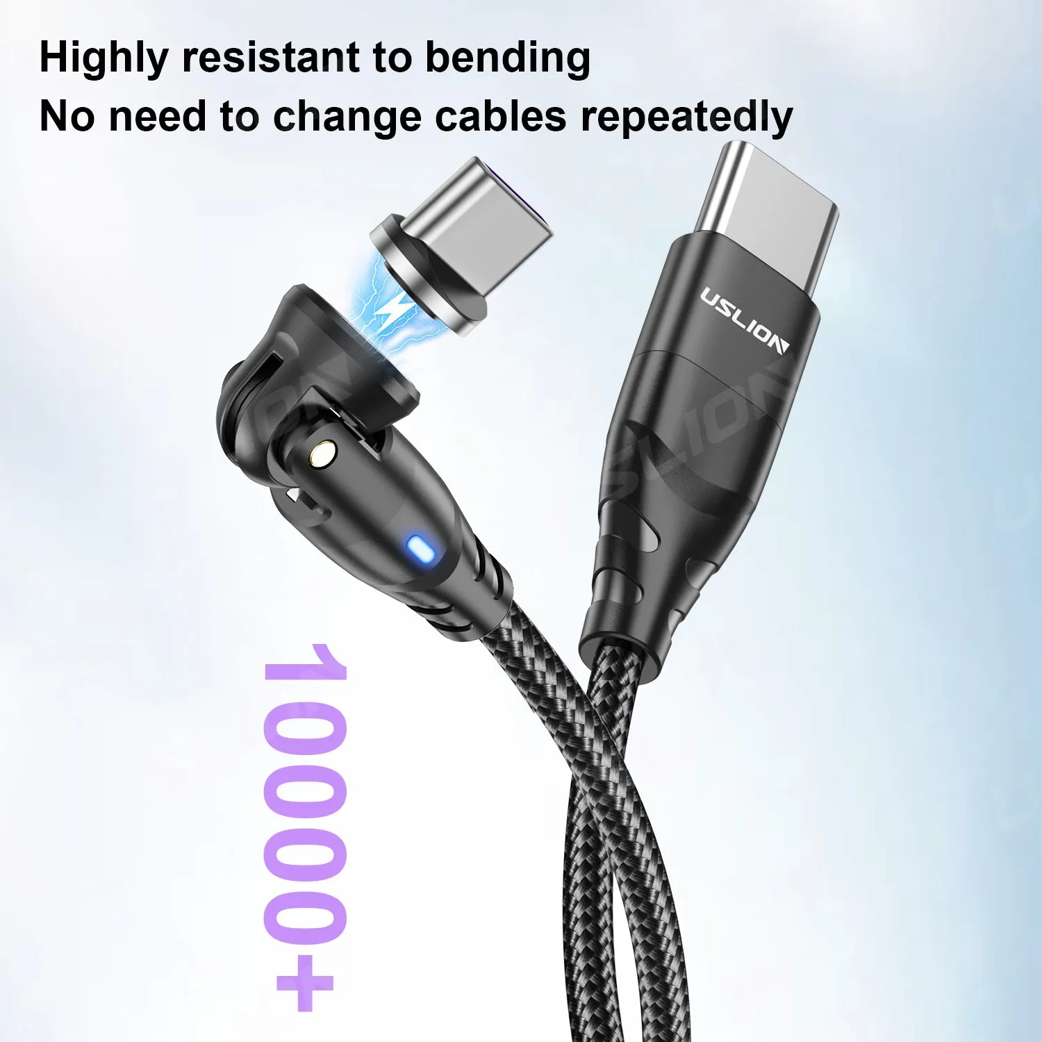 USLION PD100W Magnetic Charging Cable Laptop Data Transfer Cable Tablet Type C Fast Charging Cable For Xiaomi Samsung Redmi