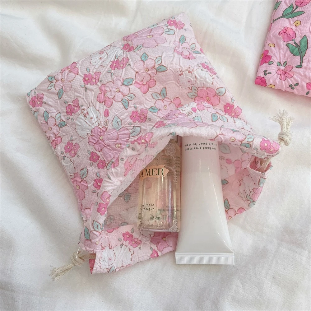 Cute Bear Cartoon Drawstring Bags Women Drawstring Packaging Pocket Cosmetic Bag Makeup Bag Large Capacity Coin Purse Coin Pouch