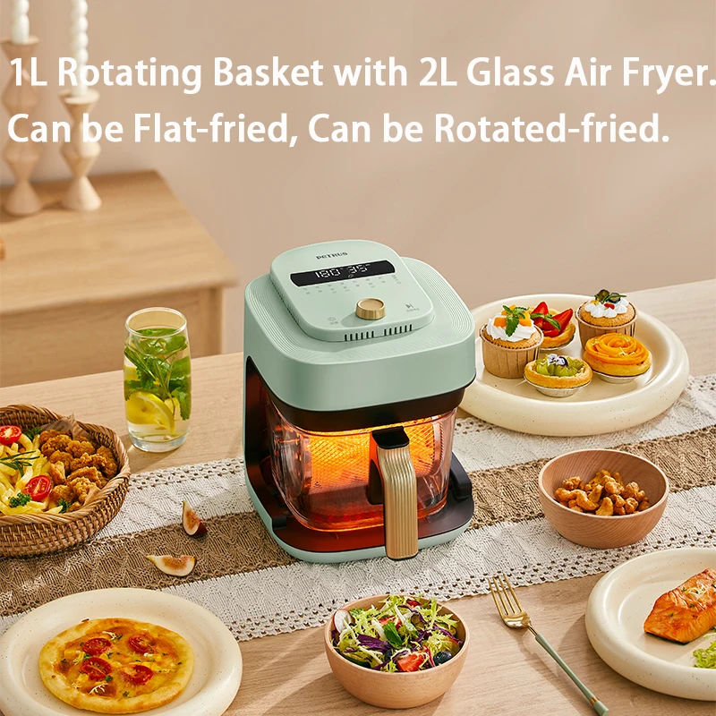 Petrus Air fryer Large Capacity  Transparent Visibility Rotating Basket  No-flip Cooking Multiple Functions  Smart Menu  PE7720 4