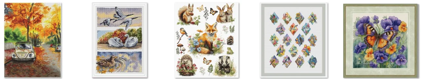 Handgemachte Home Decor Stickerei Kreuzstich Set Handarbeiten Kreuzstich Kits Baumwolle Metallic Canvas Herbst Schwäne 34-46