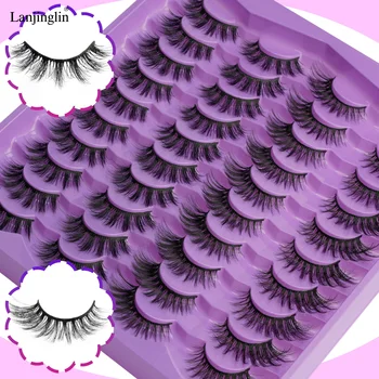 3/20/21Pairs False Eyelashes Wispy Lashes Dramatic Thick Fake Eyelashes Faux 3D Mink Fluffy Strip False Lashes Pack Makeup Tools