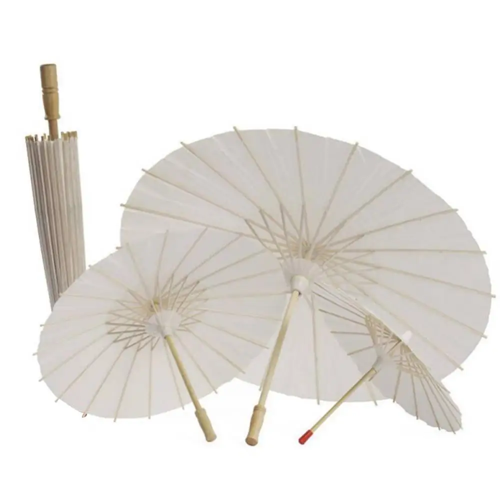 Chinese Style Oil Paper White  Umbrella Paper Women Umbrella Japanese Blossoms Silk Ancient Dance Umbrella Decorative Umbrella