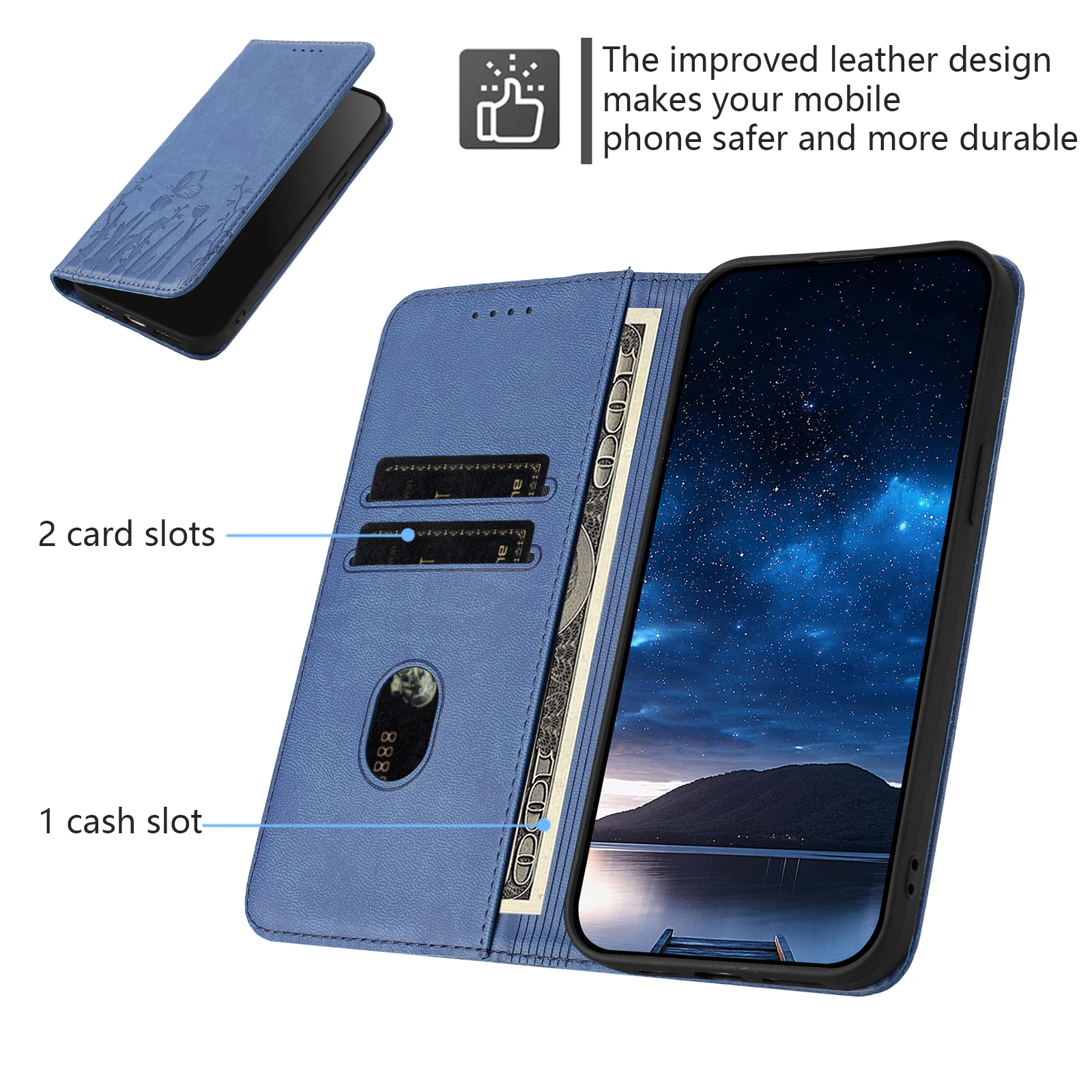 Premium Magnetic Leather Flip Wallet Phone Case - Stylish and Secure Back Cover