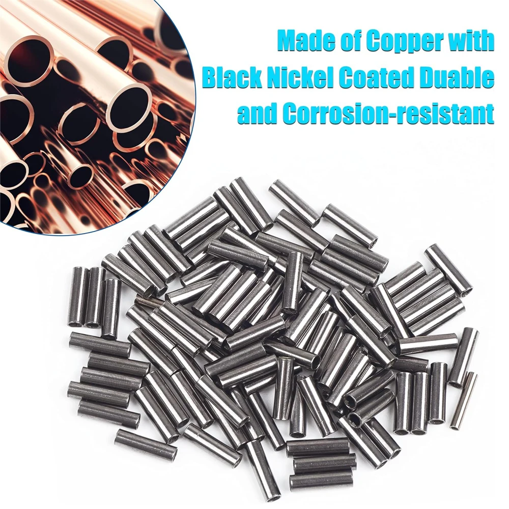 JSM 500 Stücke Angelschnur Rohr Crimp Ärmeln Kupfer Rohr Angelgerät Angelschnur Hülse Barrel Kupfer Crimpen Ärmel – Detail 3