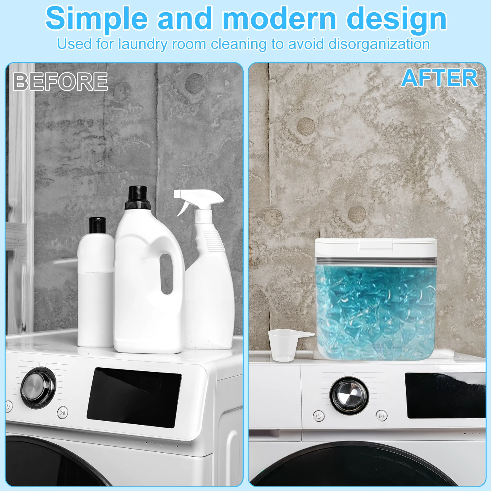 Laundry Pods Container 2.8L/4.5L/5.5L Clear Storage Box with Lid Automatic Pop-Up Sealed Laundry Pod Case for Bedroom Kitchen