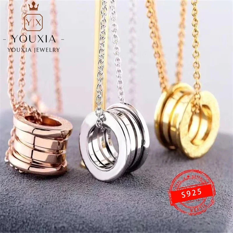 

Hot selling European and American s925 Silver simple design fashion Couple springs Necklace Luxury Jewelry necklace for women