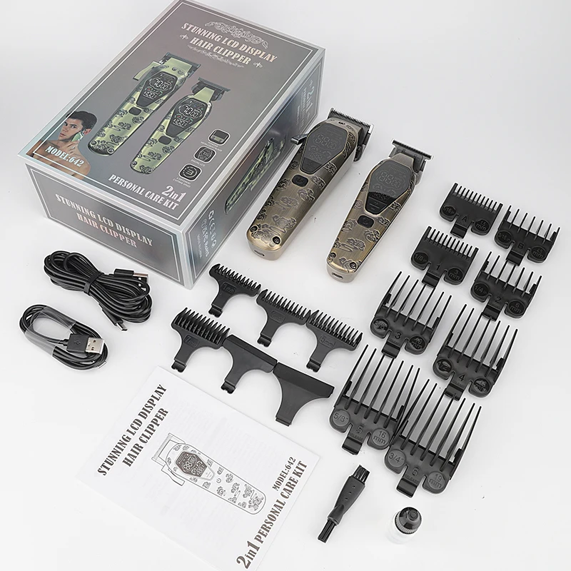 RESUXI 642 New 2 in 1 All-metal Electric Hair Clippers Set High-power Hair Trimmer for Men Barber Cutting Machine Tools