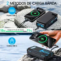 Solar Power Bank Fast 36800 мАч Беспроводное зарядное устройство Powerbank для iPhone 17 Samsung S24 Huawei Xiaomi PD 18 Вт Powerbank с быстрой зарядкой — изображение 5