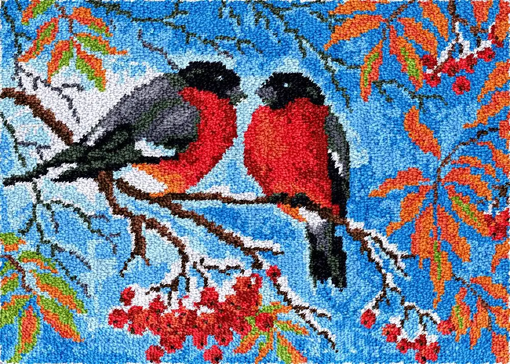 

Latch hook rug making kits Carpet embroidery with Pre-Printed Pattern Crochet strings Birds Tapestry diy Bag smyrna knooppakket