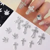 10pcs/lot Luxury Silver Cross Crucifix Nail Art Charm Parts Alloy Rhinestone Crystal Manicure Nail Accesorio Supplies Decoration 4