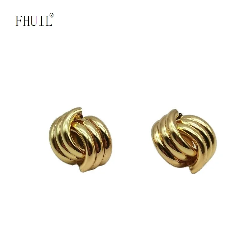 

French Golden Stud Earring For Women 2023 Trending Girls Ear Piercing Pendientes Fine Korean Fashion Jewelry Party Wedding Gift