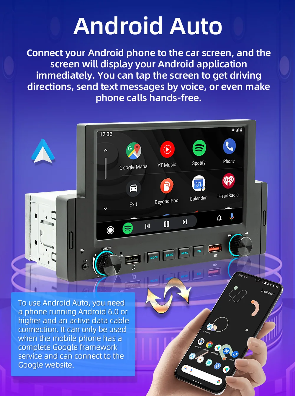 Фото Автомобильный MP3-плеер ESSGOO, 1 Din, 6,2 дюйма, автомобильное радио, Carplay Mirror Link, автомобильное стерео, Bluetooth, автомобильное центральное мультимедийное стерео №3