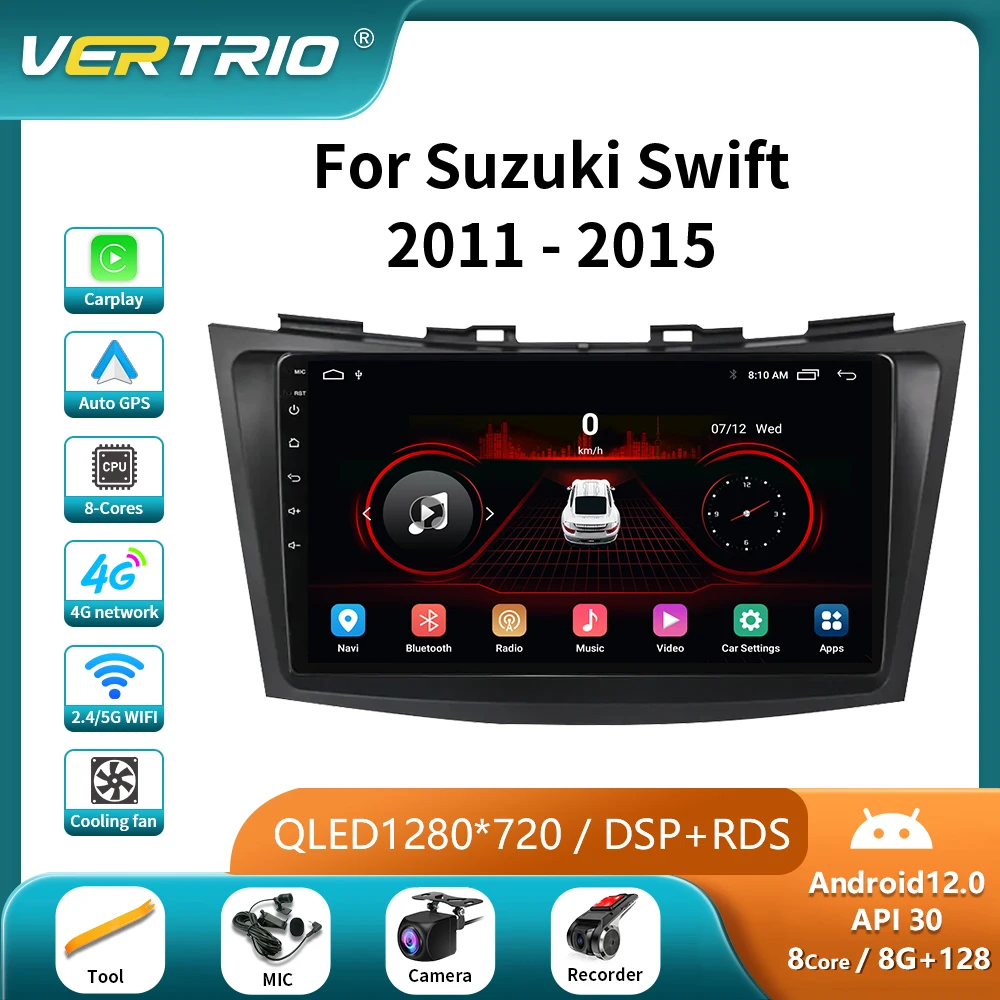 

Android 12 For Suzuki Swift 2011 - 2015 Car Radio Multimedia Video Player GPS Navigation Stereo 4G CarPlay QLED Head Unit 2 Din