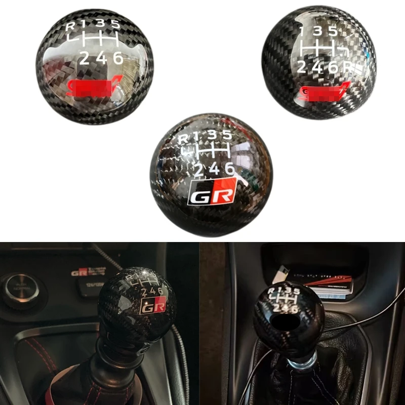 EVGATSAUTO Pomello Del Cambio In Fibra Di Carbonio – Testa Leva Cambio Universale Con Viti – Accessorio Auto Modificato, Nero - 4