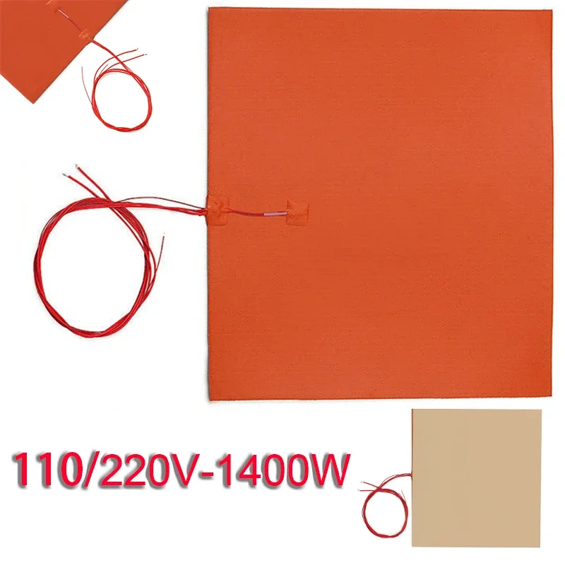 400*400MM 110V/220V 1400W Silicone Heater Mat Pad For Printer Heated Bed Heating For Household Tool Decoration