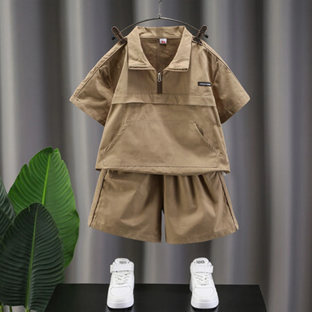 

2023 Summer Children Cotton Baby Boys Clothes Boys T-shirt Short Sleeve Shorts 2 Pieces Set Kids Clothing 2-10Years