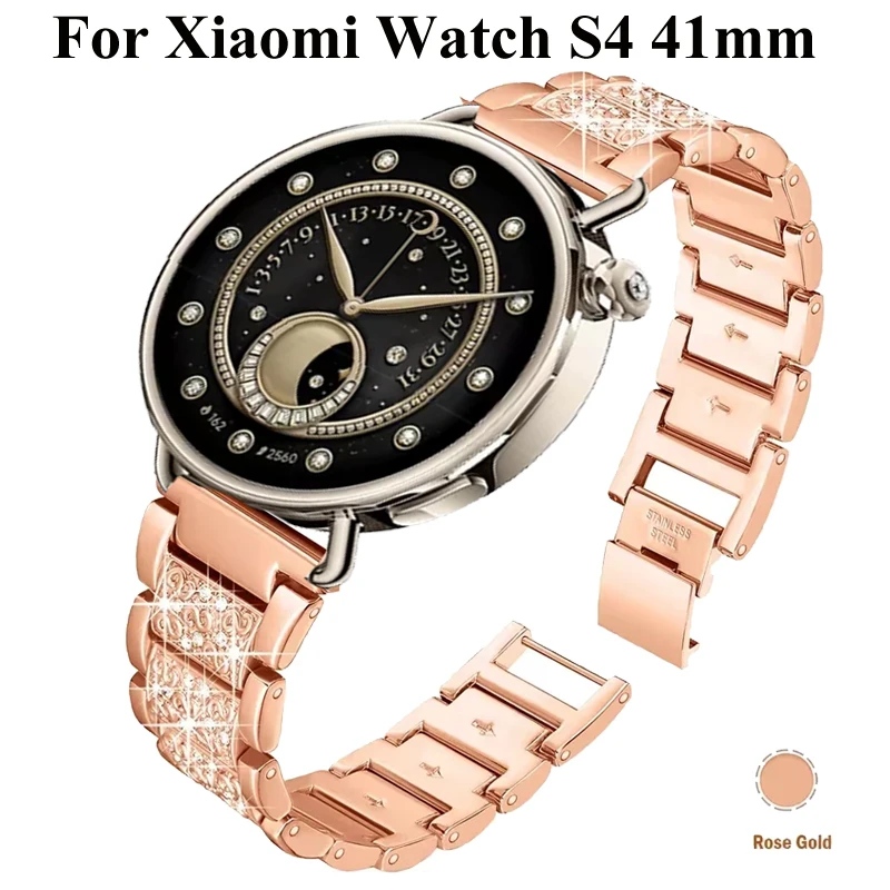Elegant Metal Diamond Watch Band - 18mm/20mm/22mm Strap Widths