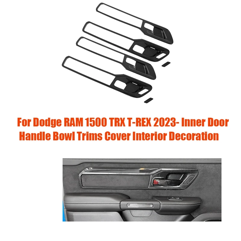 

1Set Car Inner Door Handle Bowl Panel Frame Cover Trims For Dodge RAM 1500 TRX T-REX 2023- Interior Decoration Spare Parts