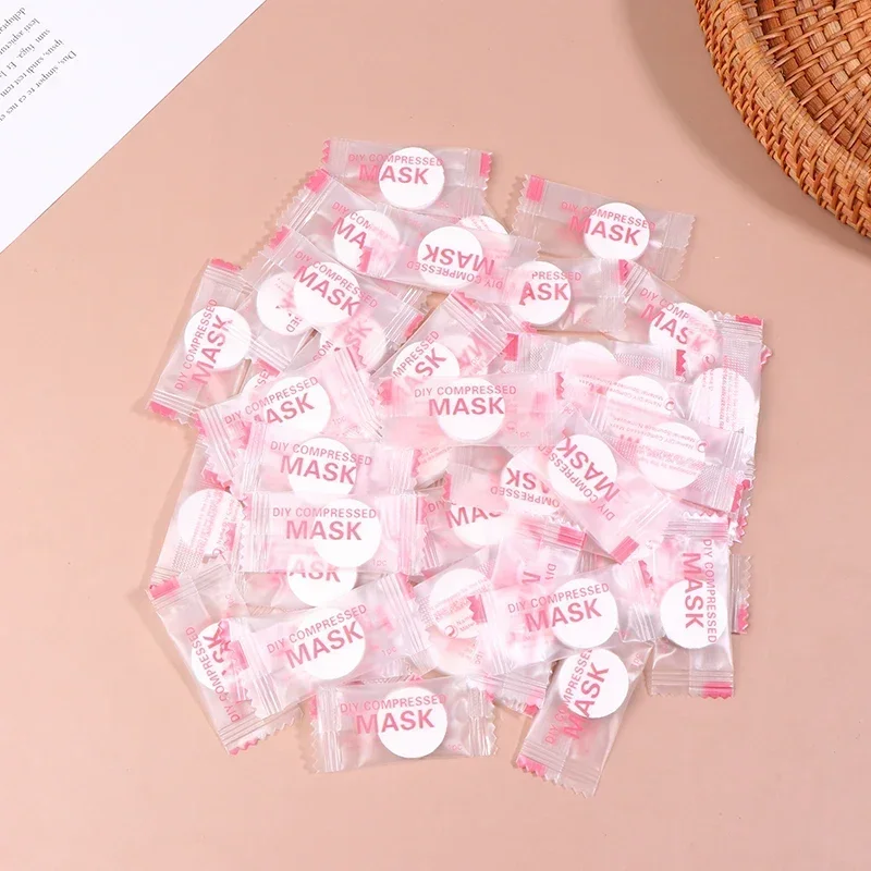 Pack of 50/100 Compressed Disposable Facial Masks - Portable Silk/Cotton Skin Care Towelettes