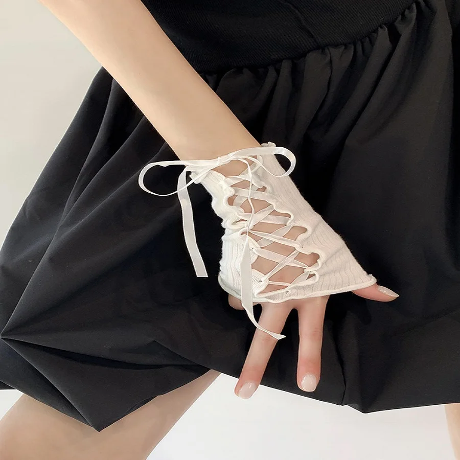 Summer new style, y2k millennium, hot girl style, thin fingerless cos gloves, strappy sleeves