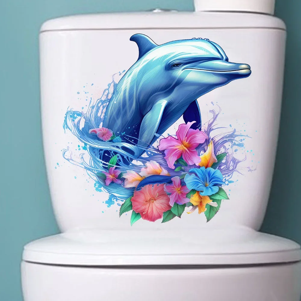 1Pc Ocean Style Dolphin Toilet Cover Sticker