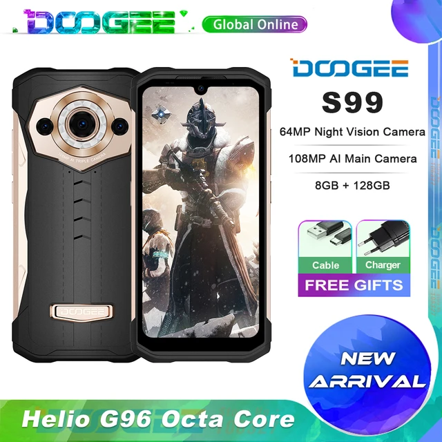 Doogee-teléfono inteligente S99, móvil resistente con visión nocturna de  64MP, cámara de 108MP, 128GB + 8GB, Helio G96, pantalla FHD de 6,3  pulgadas, Android 12, NFC