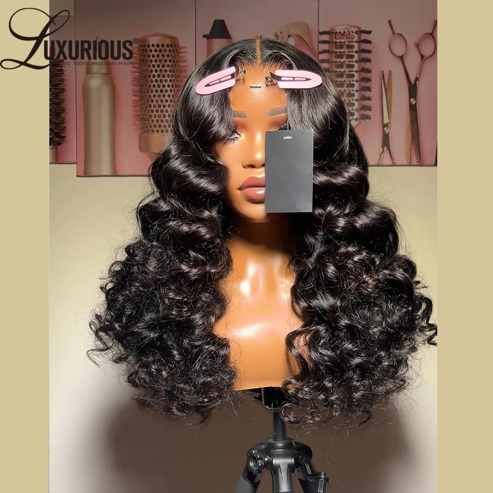 Loose Deep Wave Lace Frontal Human Hair 13x4 13x6Lace Front Wig Human Hair Natural Black Color Body Wave Wig Preplucked