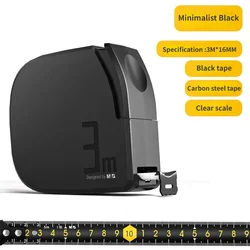 5M High - Precision Durable Retractable Measuring Tape - Thickened Steel (Black 3mx16mm)