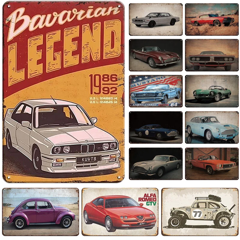 

Vintage Vehicle Metal Tin Sign Plaque Retro Tin Painting Racing Car Posters Wall Art Stickers Home Bar Garage Decorative Plates