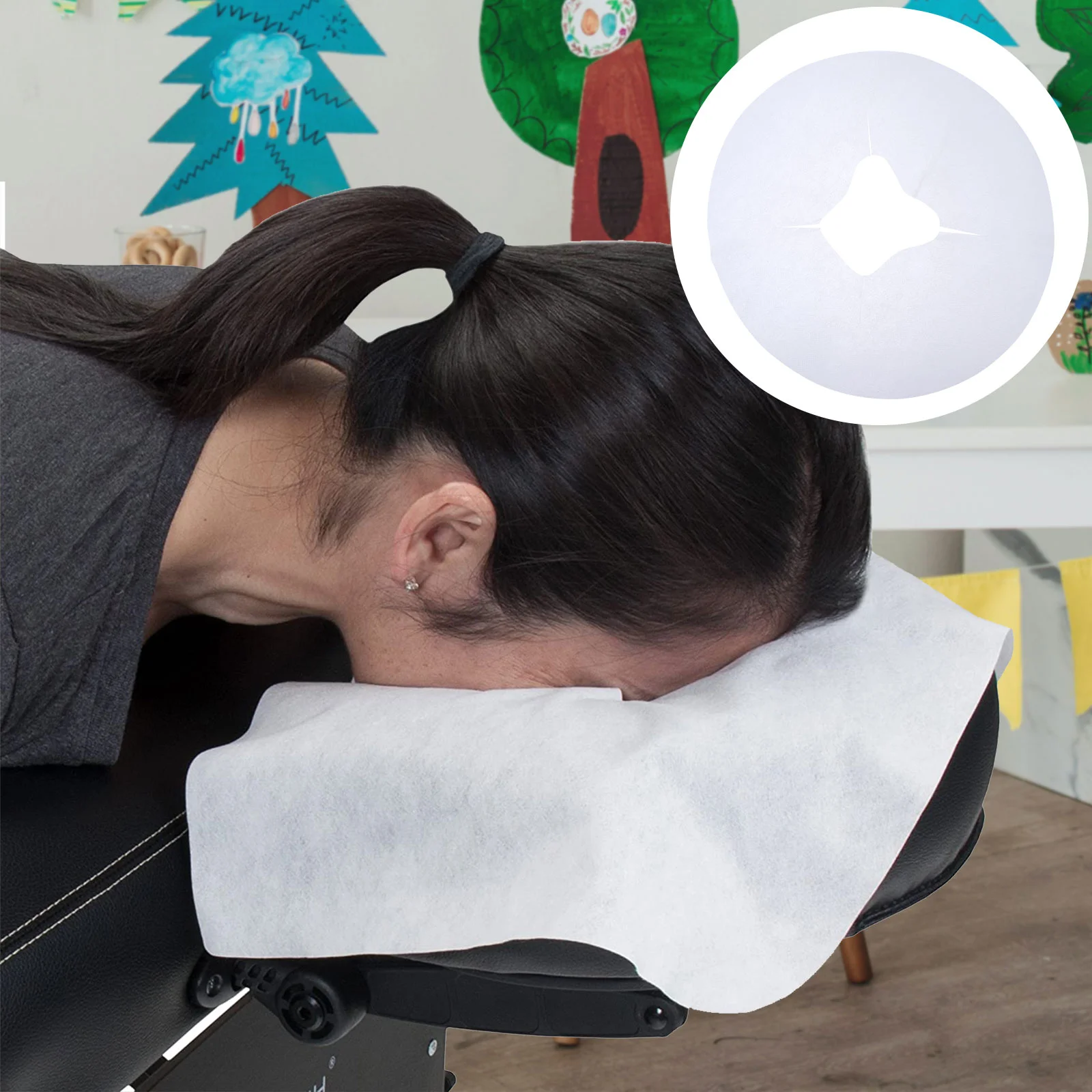Disposable Massage Face Covers 100 Pcs Face Pillow Cover Disposable Face Pillow Cover Massage Headrest Pad Non Woven Fabric Spa Salon Tools Accessories
