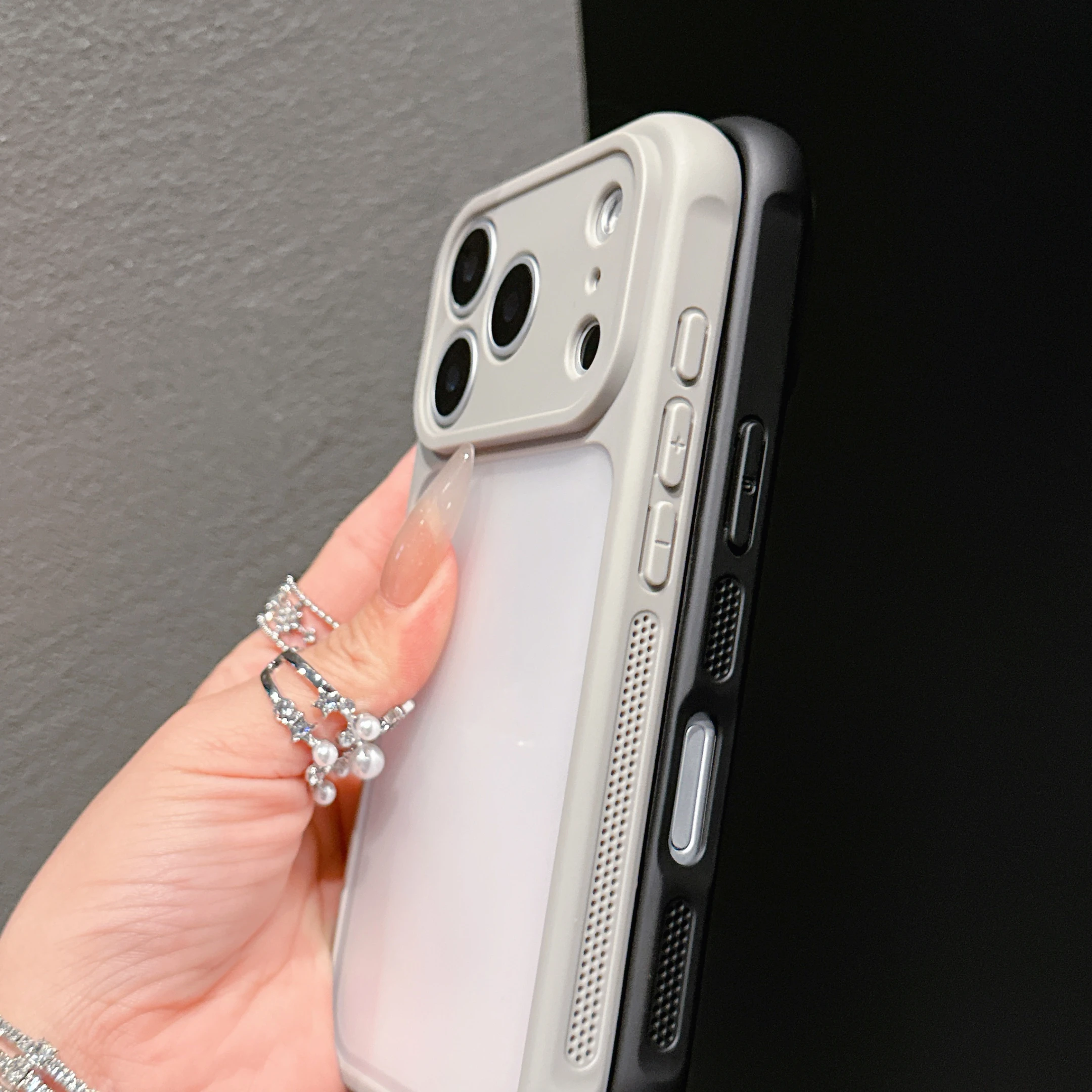 Luxury Transparent Orange Shield Phone Case with Lens Protection & Shockproof Cover