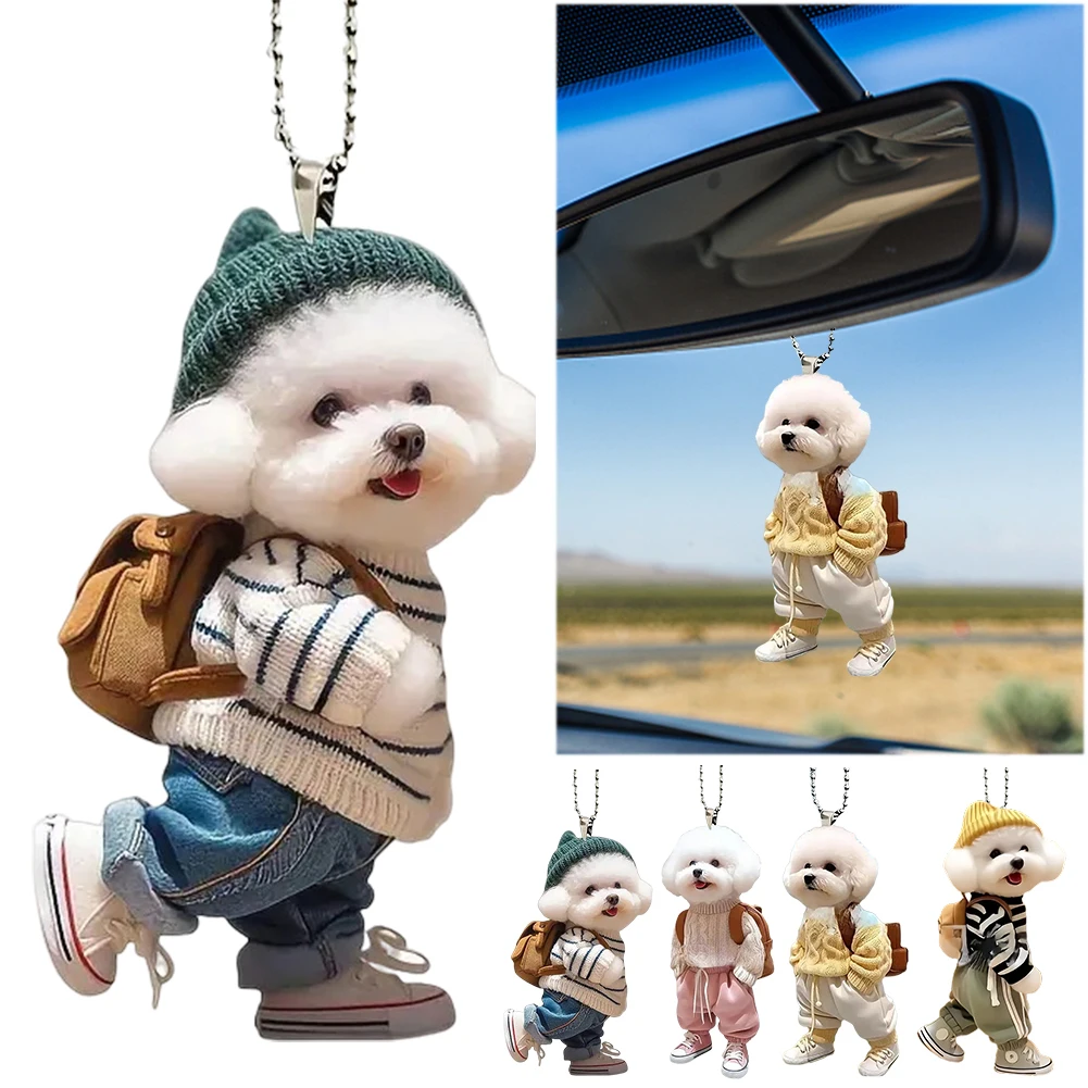 Acrylic Car Hanging Puppy Ornament for Interior Decoration