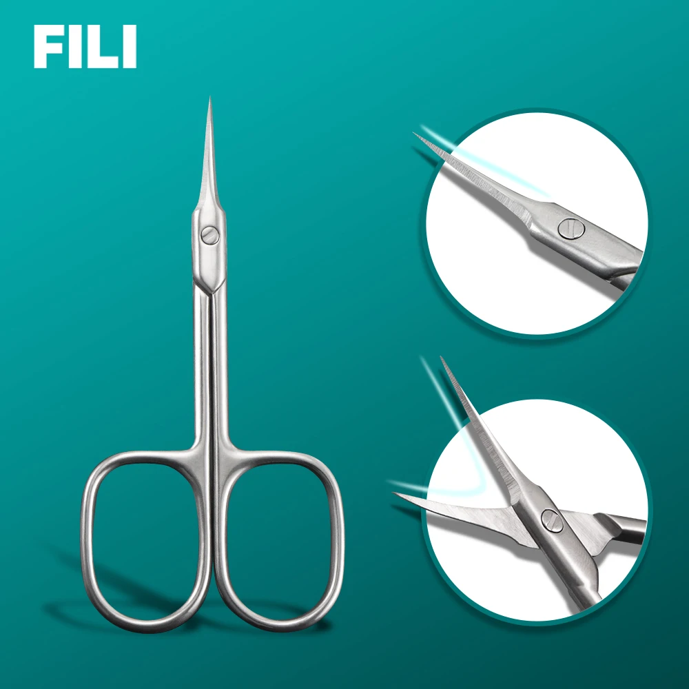 

FILI Professional Cuticles Scissors,Stainless Steel Curved Scissors for Dead Skin Remove Nails Edge Cuticle Cutter Manicure Tool