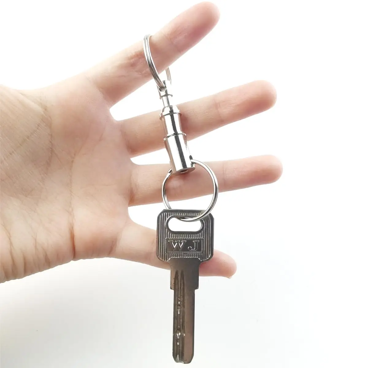 10PCS Quick Release Keychain Detachable Pull Apart Key Rings Heavy Duty Dual Split Snap Lock Holder Silver Double Spring Key Acc 5