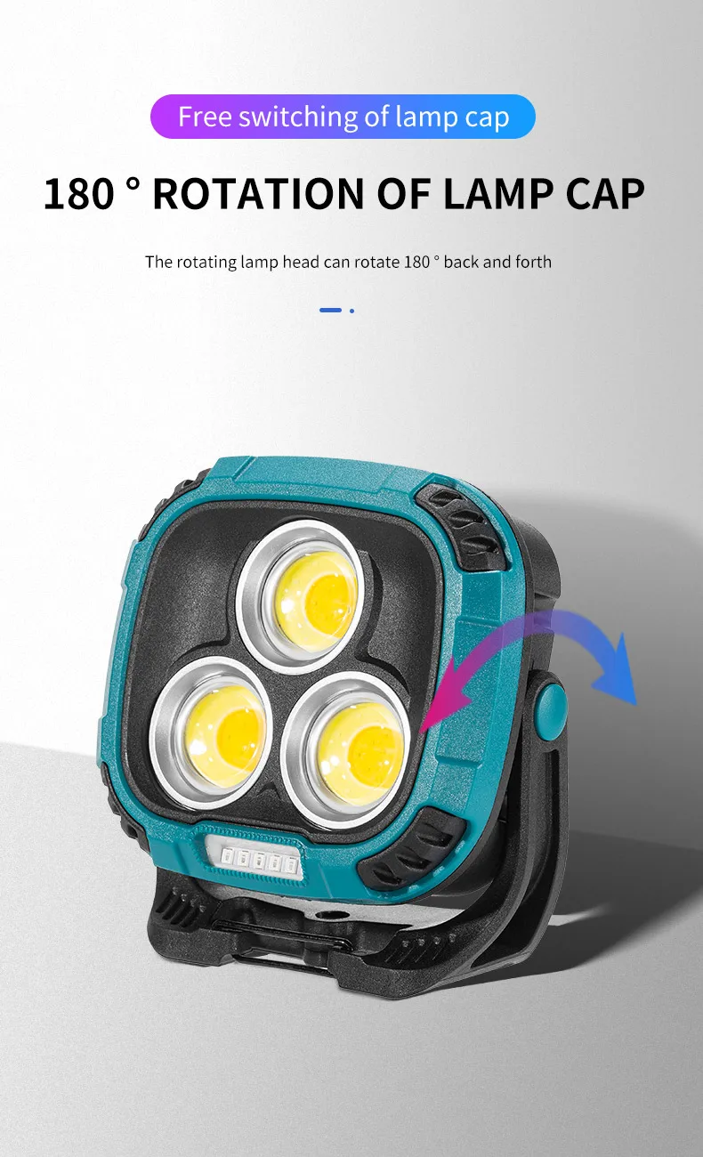 Description Picture 2 of itemESMATER W891 COB Multi-Function Portable Rechargeable Spotlight LED Working Lamp Emergency Portable Strong Light