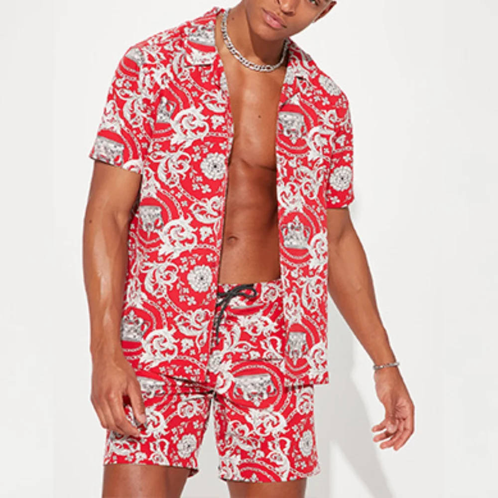 

Mens Sets Large Size Short-sleeved Print T-shirt and Shorts Two Piece Sets Sports Leisure Suit Tracksuit Men Sweatpants