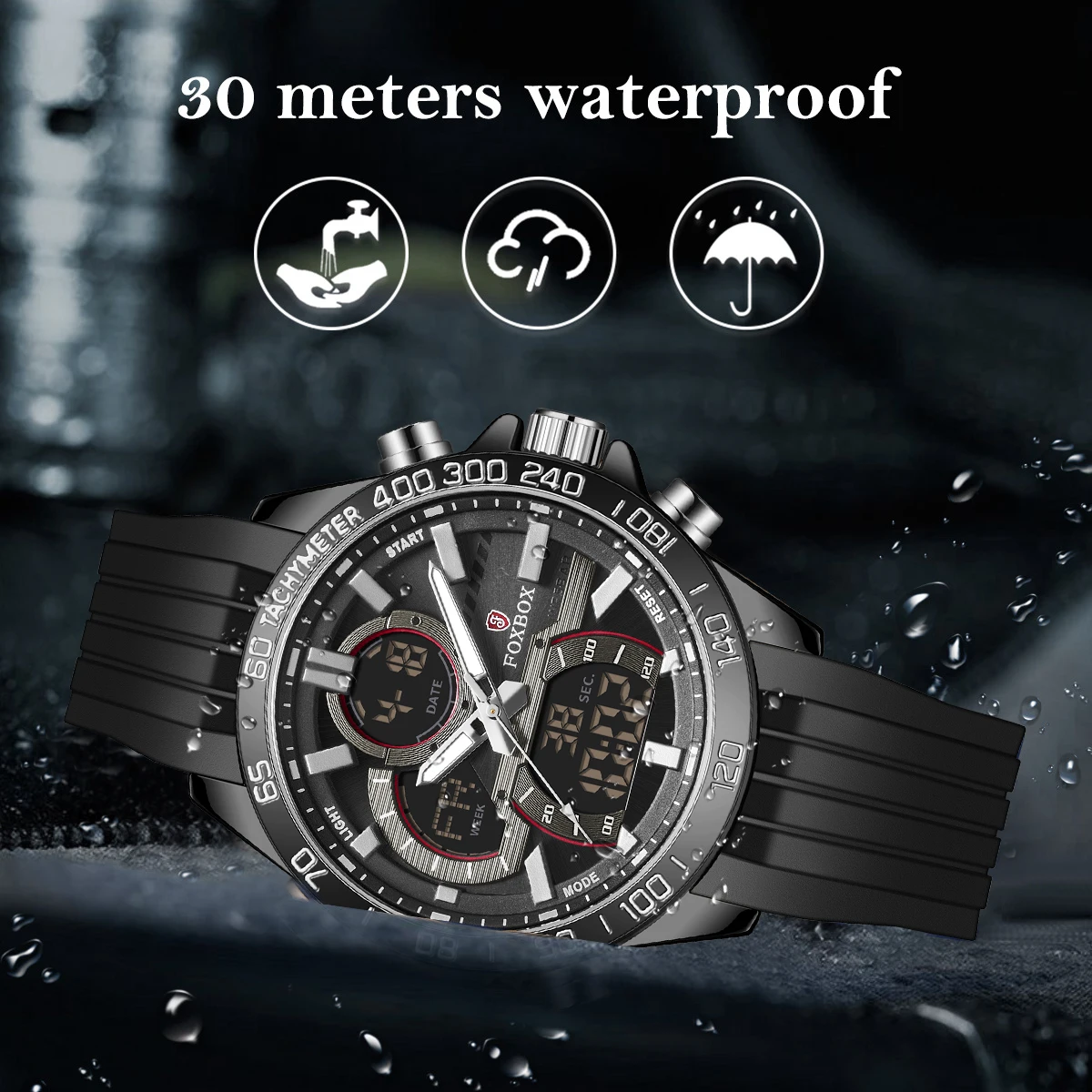 LIGE Luxury Original Men Sports Wrist Watch Big Quartz Steel Waterproof Dual Display Clock Watches Relogio Masculino For Men