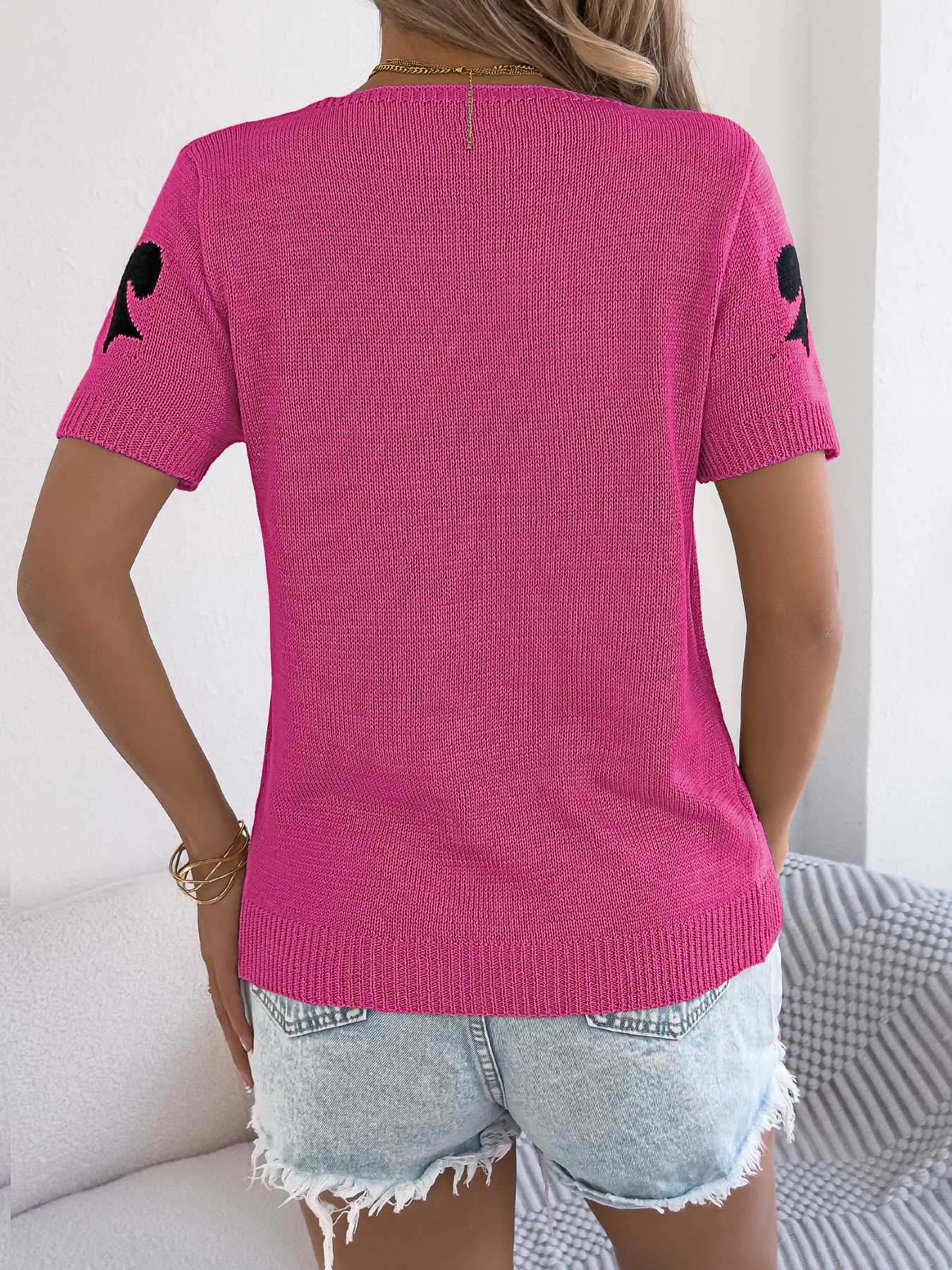 Pink Knitted Cardigan for Women Summer