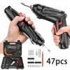 2/47pcs 3.6V Screwdriver Kit Rechargeable Lithium Battery Cordless Electric Screwdriver Drill Kit Folding Home Power Tools 1
