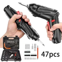 2/47pcs 3.6V Screwdriver Kit Rechargeable Lithium Battery Cordless Electric Screwdriver Drill Kit Folding Home Power Tools 1