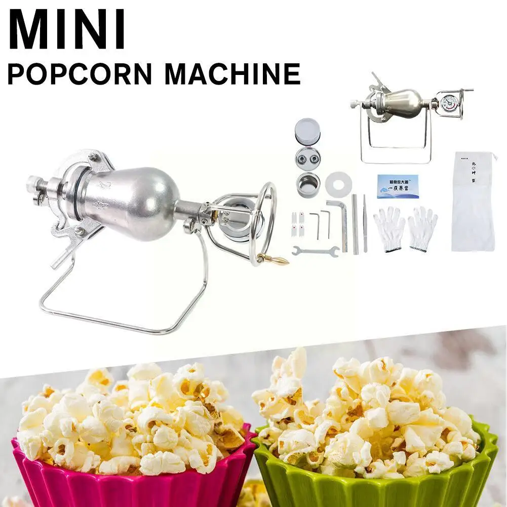 Kitchen Stainless Steel Automatic Mini Popcorn Machine Popcorn Hand Fashioned Popcorn Home Old Small Maker Cranked Pots C4B2