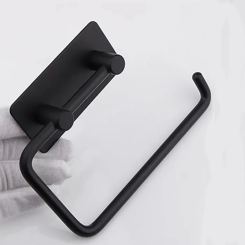 Toilet Paper Holder 1pc Plastic Tissue Holder Hook Bathroom Toilet Free Punching Roll Paper Holder Wall Mounted