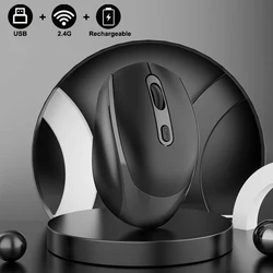 Ergonomic Rechargeable Wireless Optical Mouse with 2.4G Connectivity (Rechargeable BLACK)