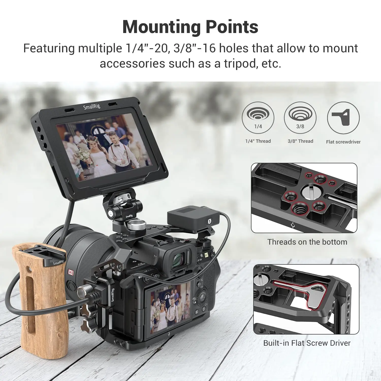 Apenas para Sony Alpha 7s Iii A7s Iii A7s Iii A7siii A7siii A7s3 Full Cage com Roscas de 20 e 16 - Image 4