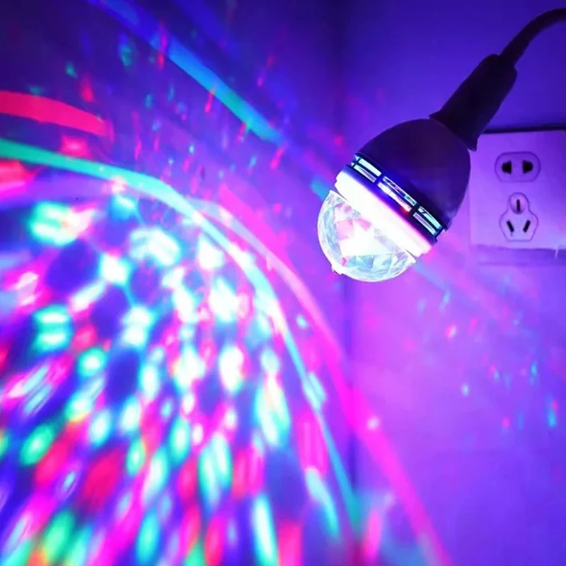 

RGB Rotating Magic Ball Lamp Star Projector Night Light DJ Stage Nightlight Children Bedroom Lamp Decoration Kids Gift E27 Stage