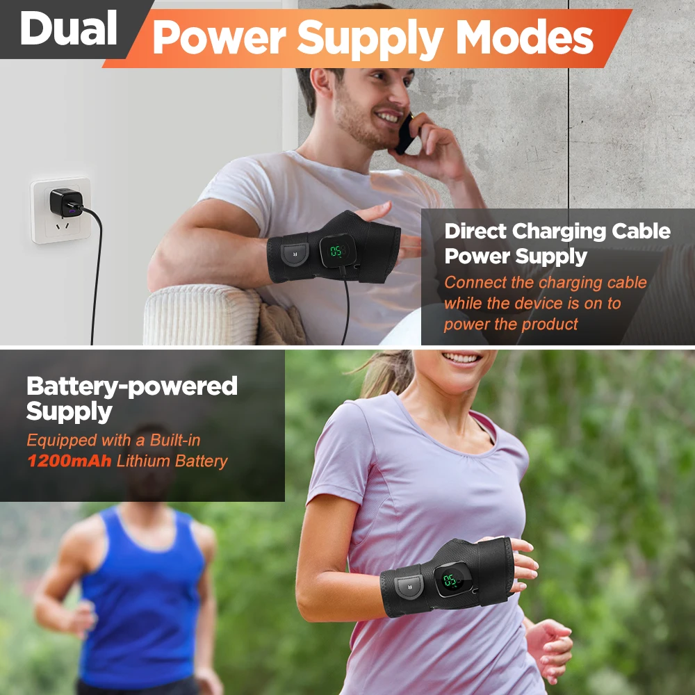 Electric Heated Wrist Brace Guard Hand Warming Device with Wrist Support Plate And Protection Rechargeable Wristband