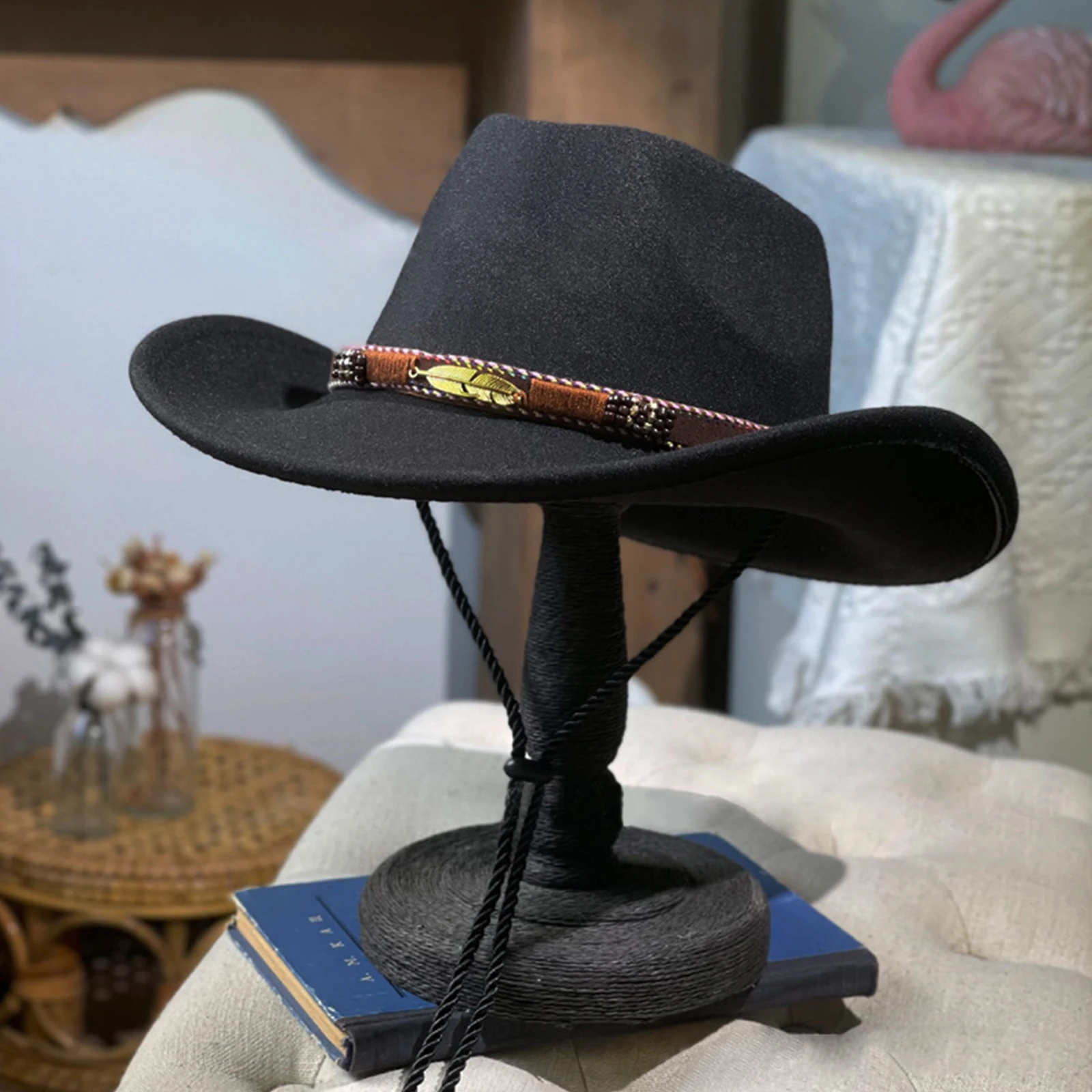 American Western Cowboy Hat Outdoor Tourism Performance Hat Big Brimmed Tibetan Woolen Jazz Hat Male 2
