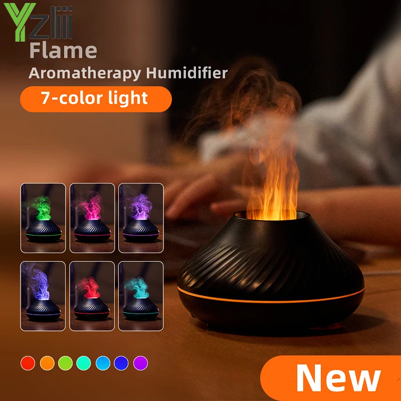 

Volcanic Aroma Diffuser Air Humidifier Flame Ultrasonic Cool Mist Maker Fogger Led Essential Oil Flame Lamp Difusor