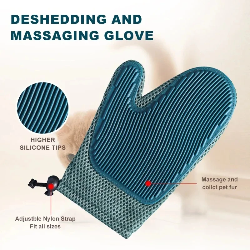 Pet hair removal massager gloves flexible combs for long and short hair dogs and cats pet removal brush gloves pet grooming gloves pet hair remover gloves
