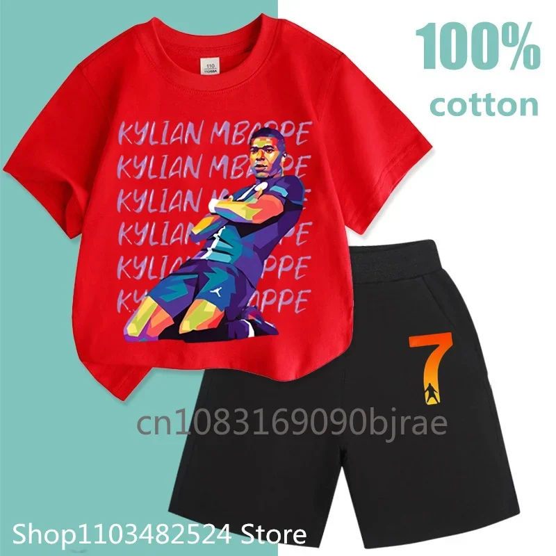 thumbnail image 1 of 2024 Tendencia de verano caliente Camiseta con estampado de letras Messi para niños Conjuntos de algodón 100 % Moda para niños Conjuntos de manga corta con cuello redondo para niñas Ropa, 1 of 5